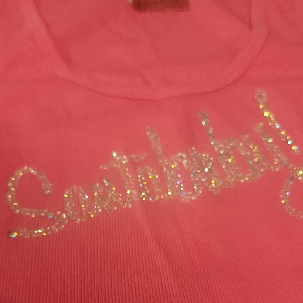 Victoria's Secret Girls' Rhinestone 'Naughty' Tank Tops - Hot Pink & Pink - Picture 3 of 4